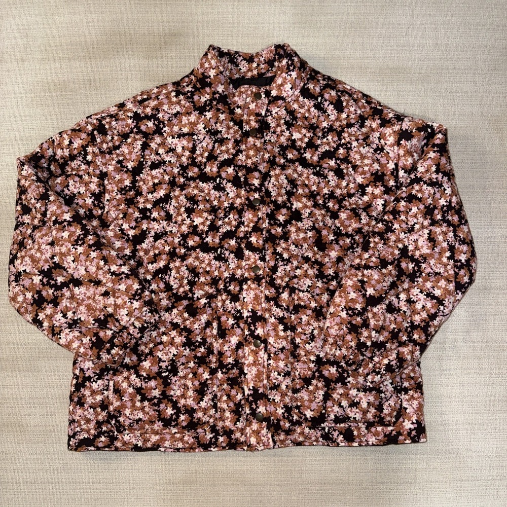 SOCIAL STANDARD By Sanctuary Coat XL  Jacket Quilted Twill Floral Mock Neck